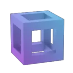 A blue and purple cube on a white background.