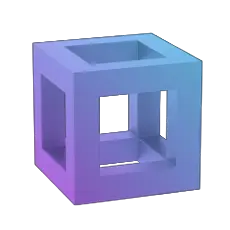 A blue and purple cube on a white background.