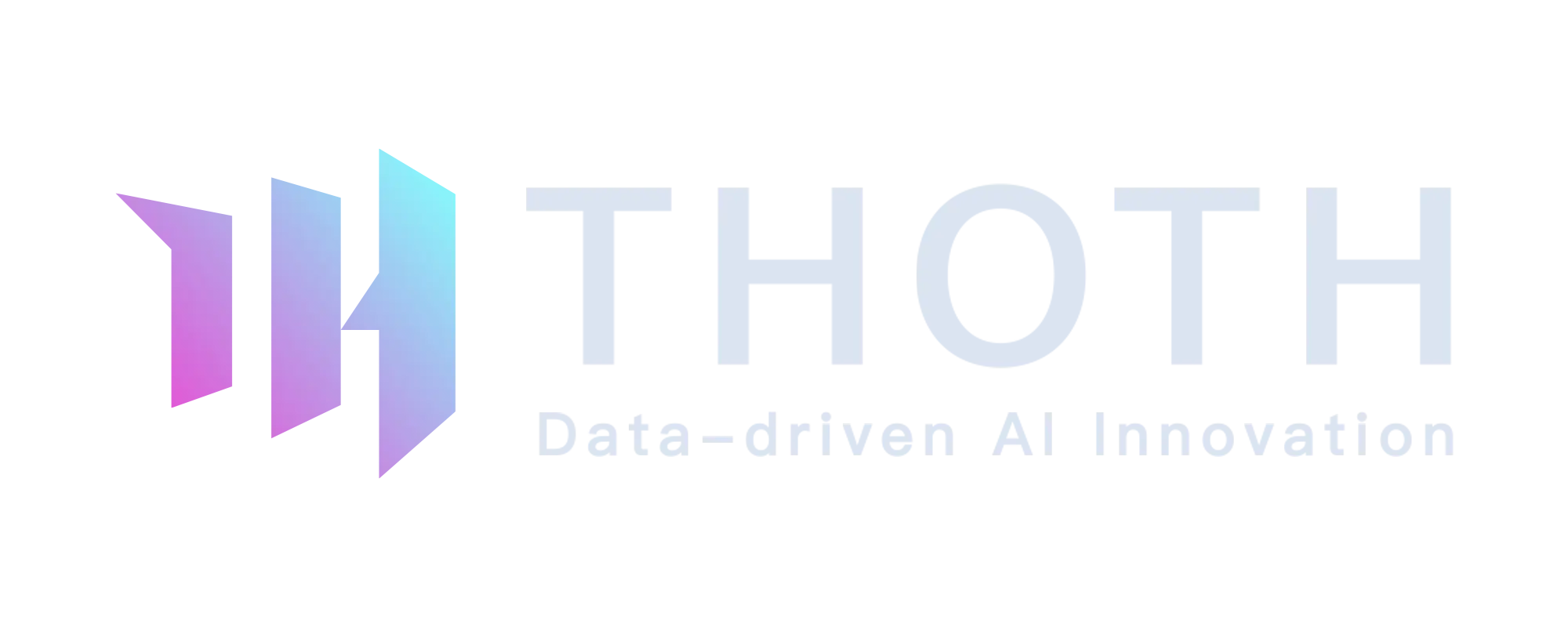 A company logo featuring the name "Thoth" written in a stylized font, colored blue and purple. The text sits above a two-toned abstract design in the same color scheme.