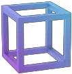 A purple and blue cube on a white background.