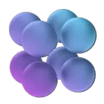 A cluster of blue and purple balls neatly arranged on a white surface.