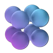 A cluster of blue and purple balls neatly arranged on a white surface.