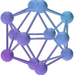 A 3D visualization of a molecule with blue and gray spheres connected by sticks